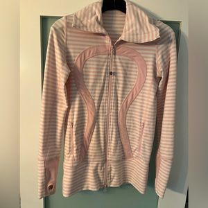 Light pink stripped zip up jacket